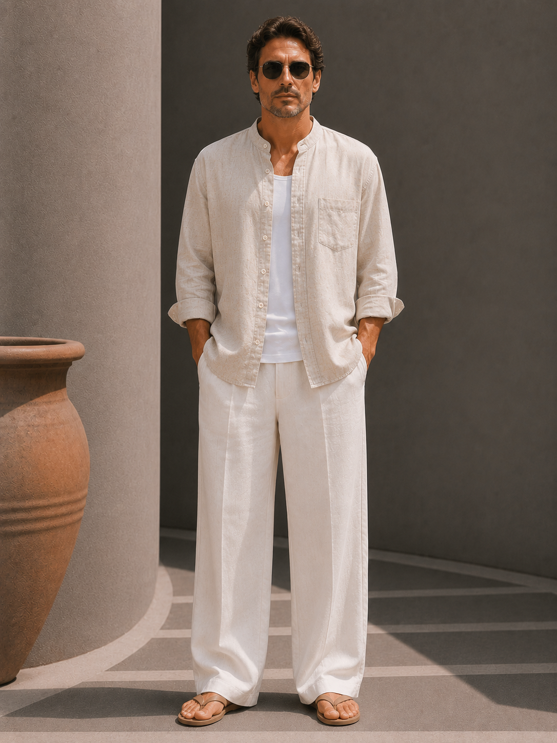 Gabriel | Chemise en Lin à Col Mao