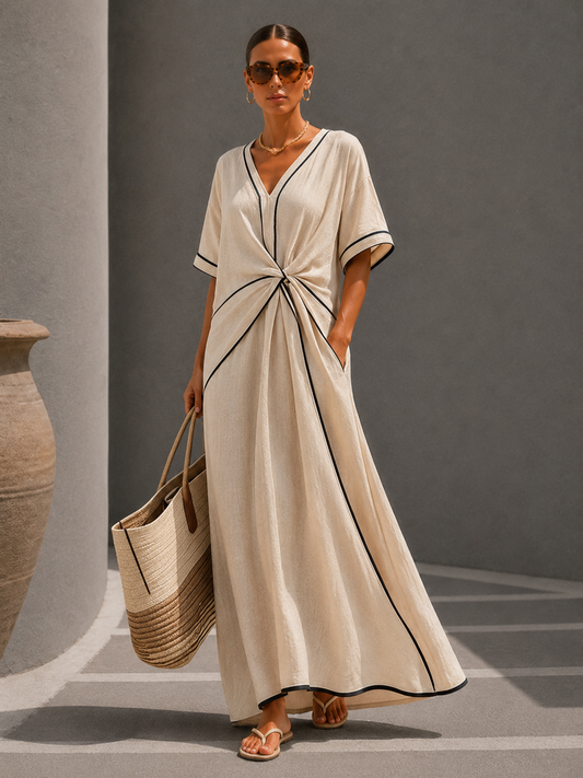 Camille | Robe Midi à Nœud Élégante