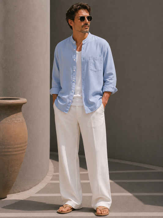 Gabriel | Chemise en Lin à Col Mao