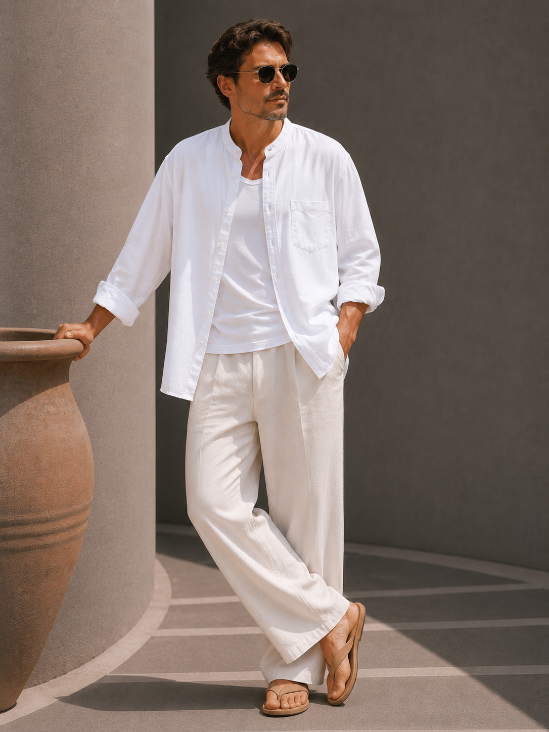 Gabriel | Chemise en Lin à Col Mao