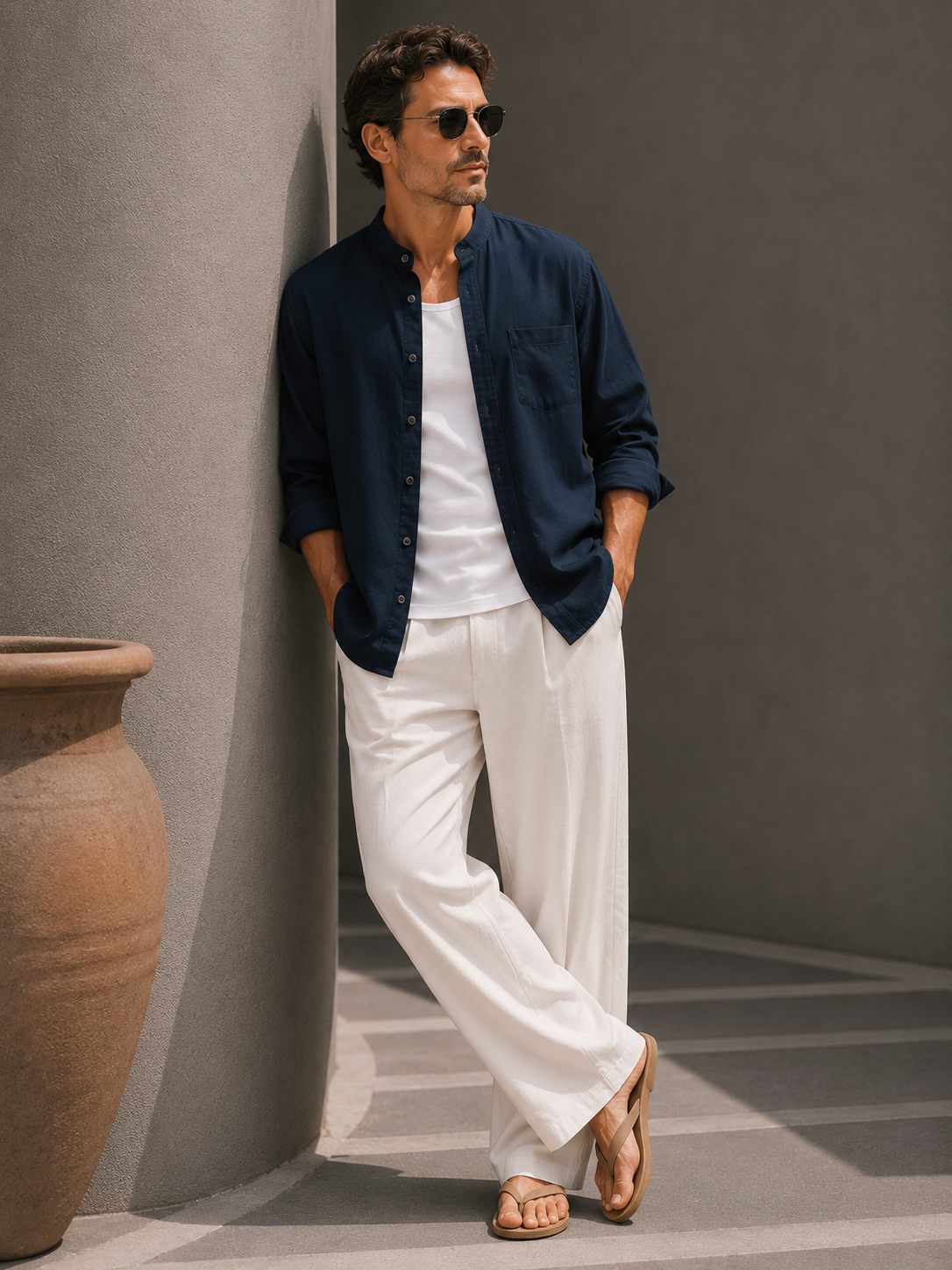 Gabriel | Chemise en Lin à Col Mao