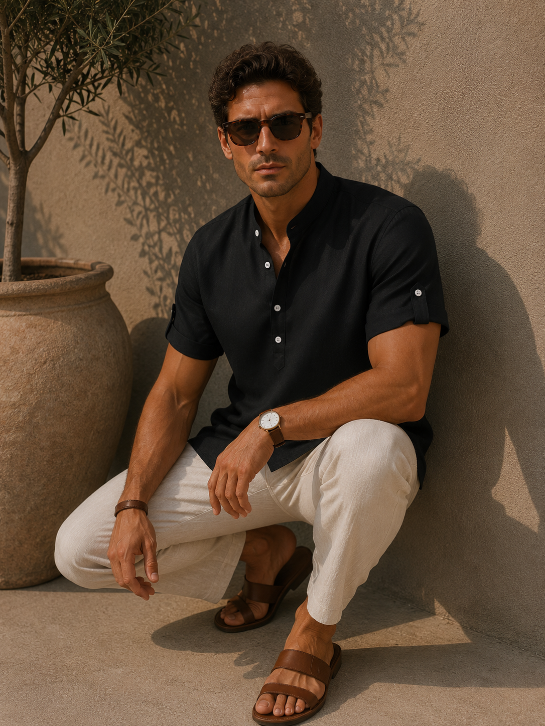 Gaspard | Chemise Henley à Aspect Lin