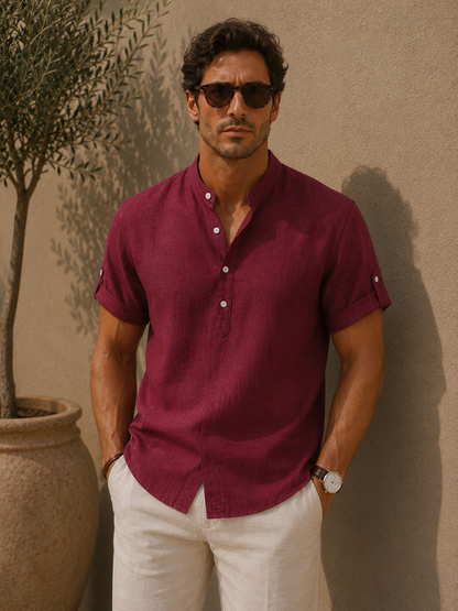 Gaspard | Chemise Henley à Aspect Lin
