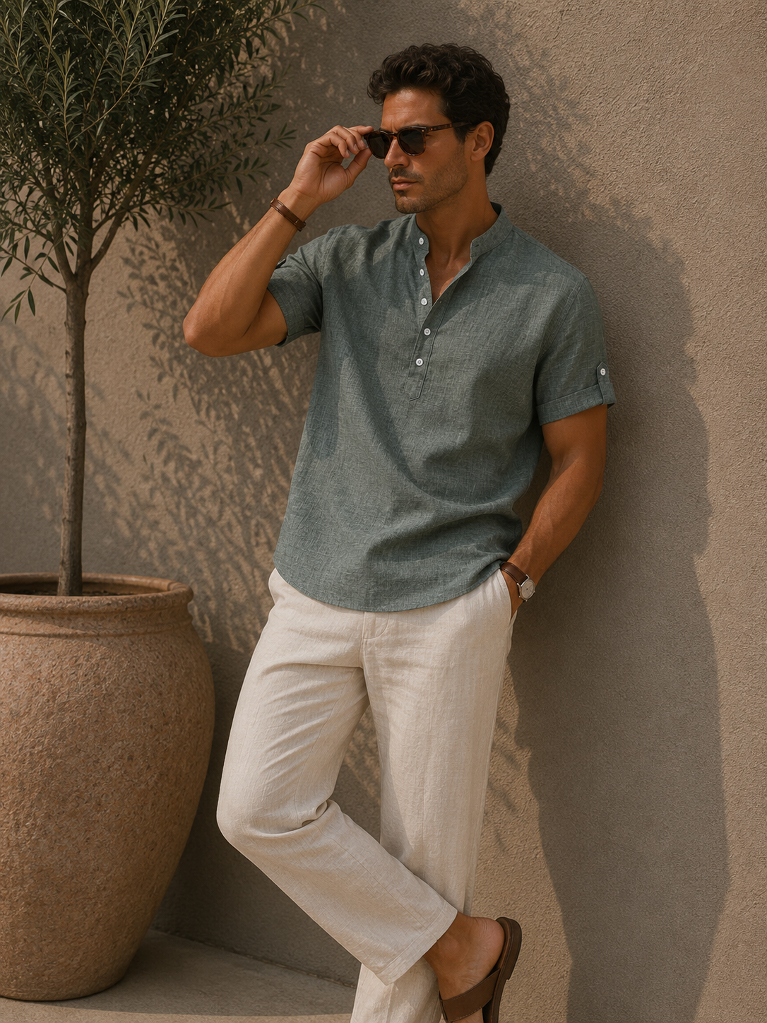 Gaspard | Chemise Henley à Aspect Lin