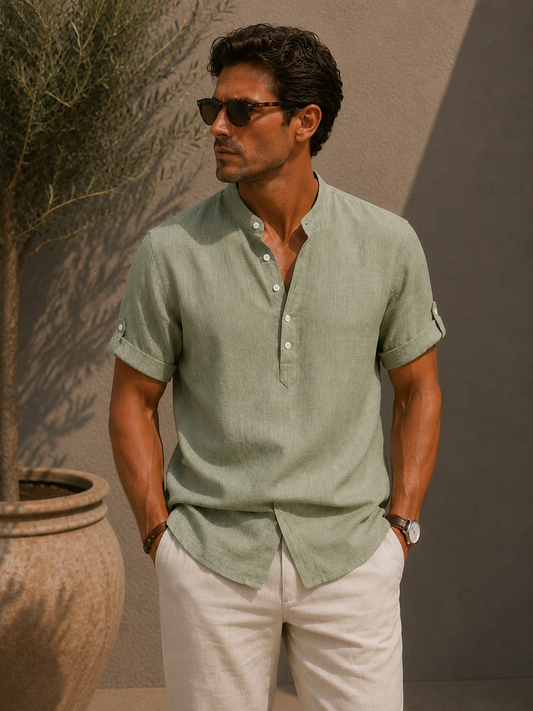 Gaspard | Chemise Henley à Aspect Lin
