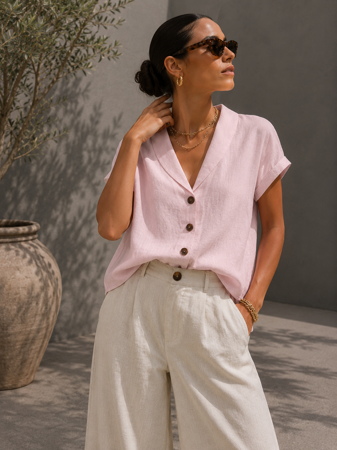Maëlys | Blouse à Col Tailleur Élégante